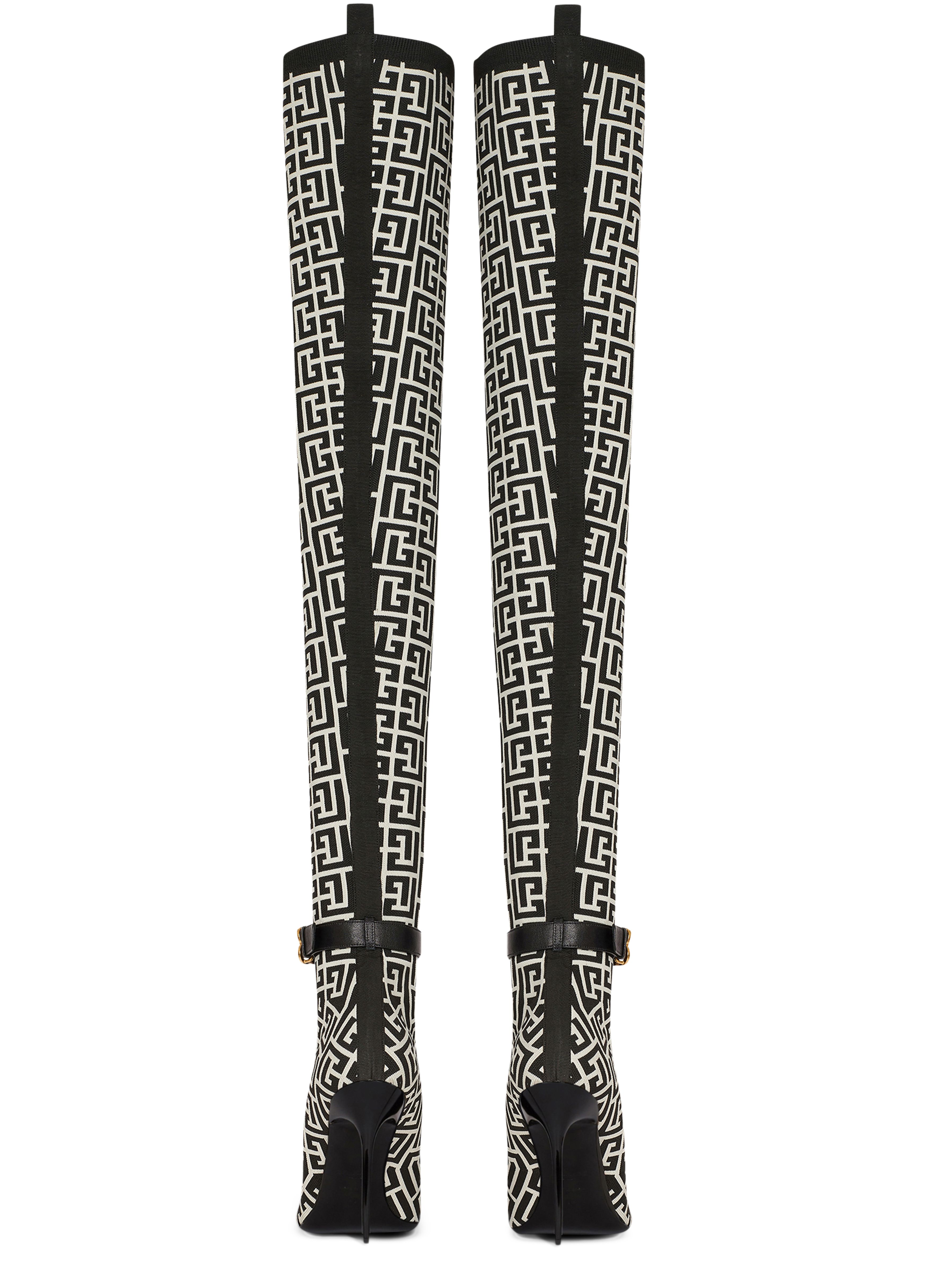 Balmain Raven waders in monogrammed mesh