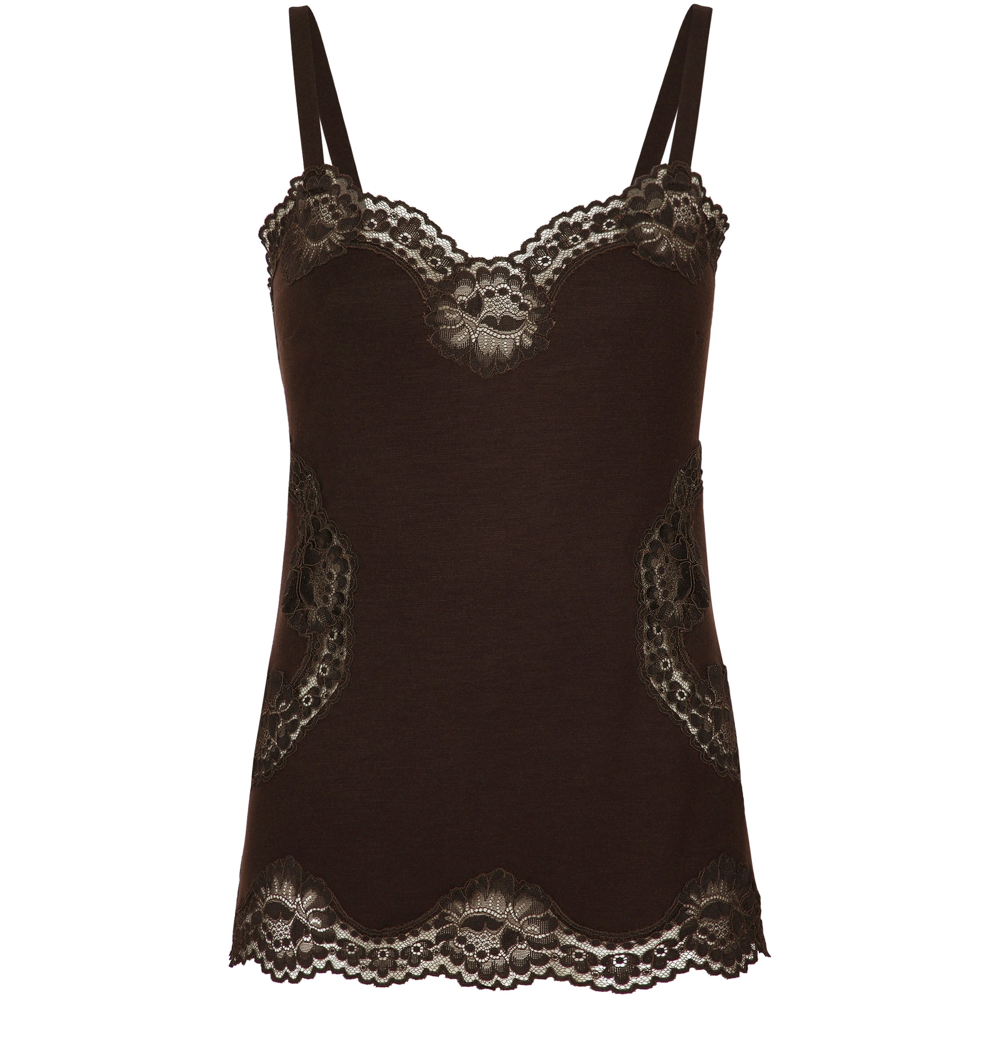 Dolce & Gabbana Wool jersey lingerie top with lace