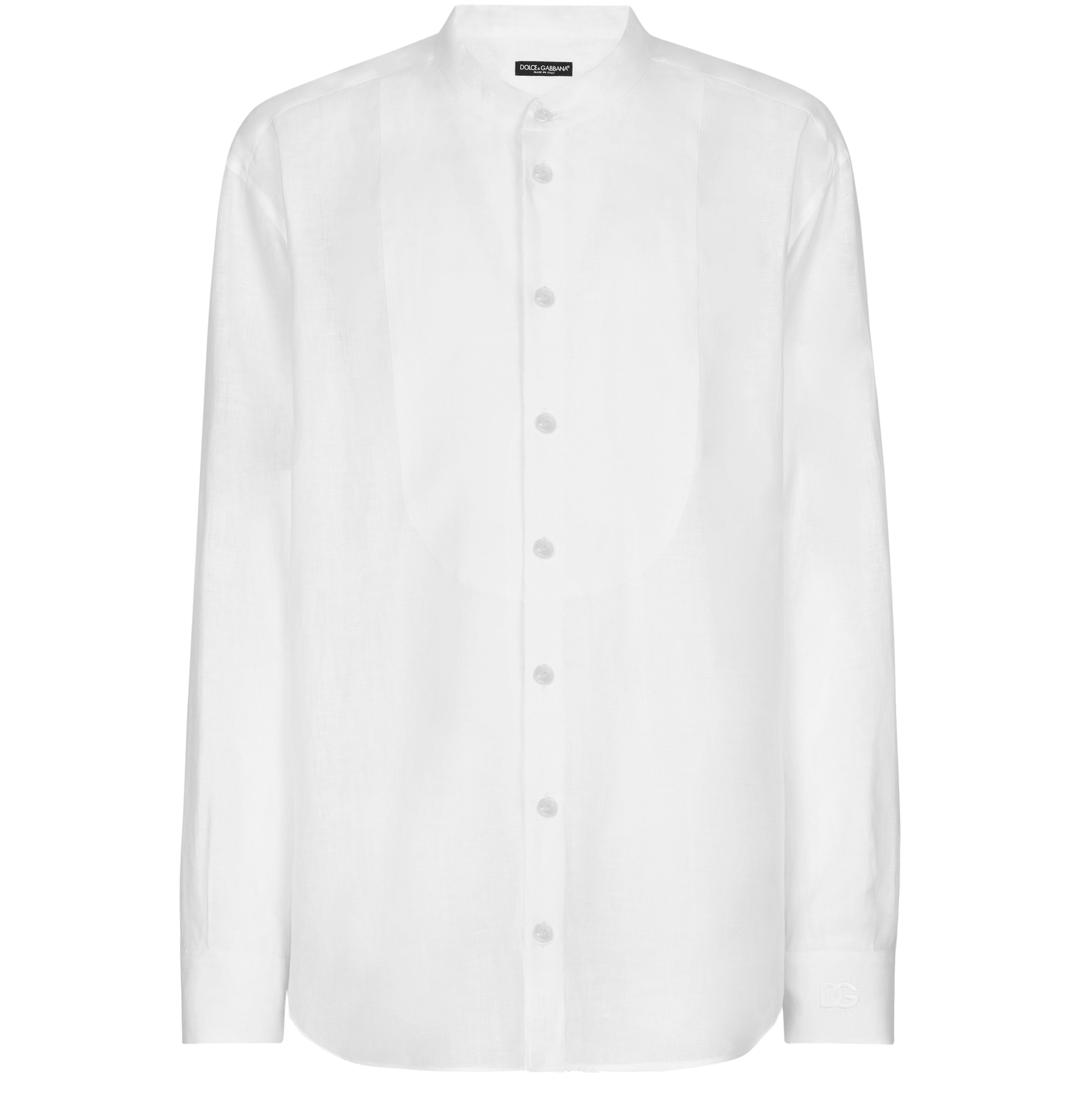 Dolce & Gabbana Linen shirt with embroidery and shirt-front detail