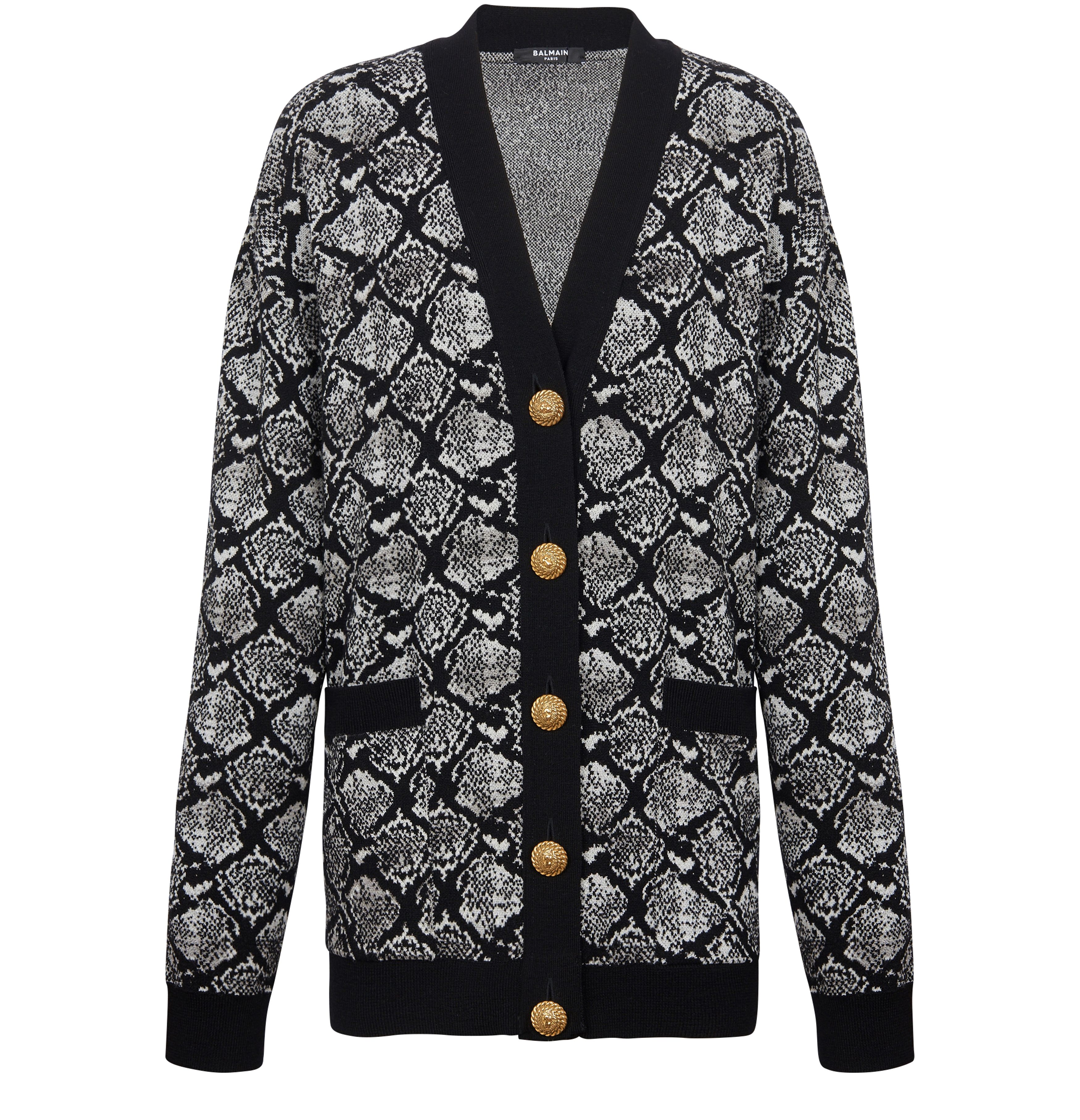 Balmain Snakeskin Jacquard Knit Cardigan