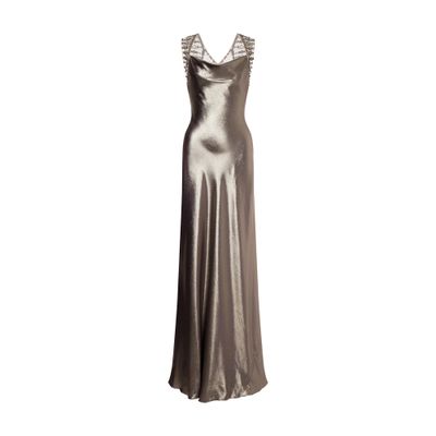 Alberta Ferretti Long lurex silk dress with embroidery