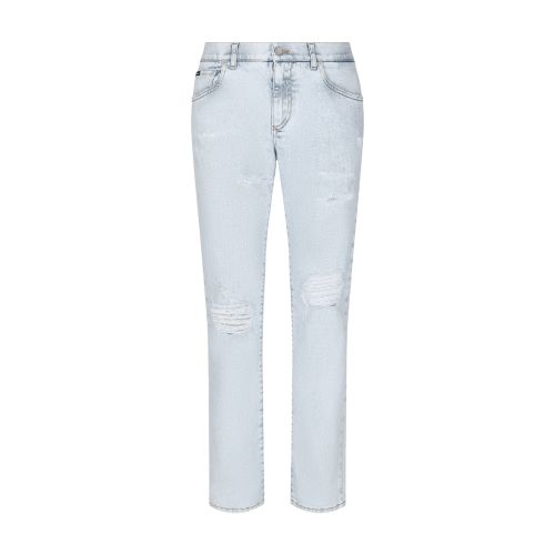 Dolce & Gabbana Stone-bleached slim-fit stretch jeans with rips