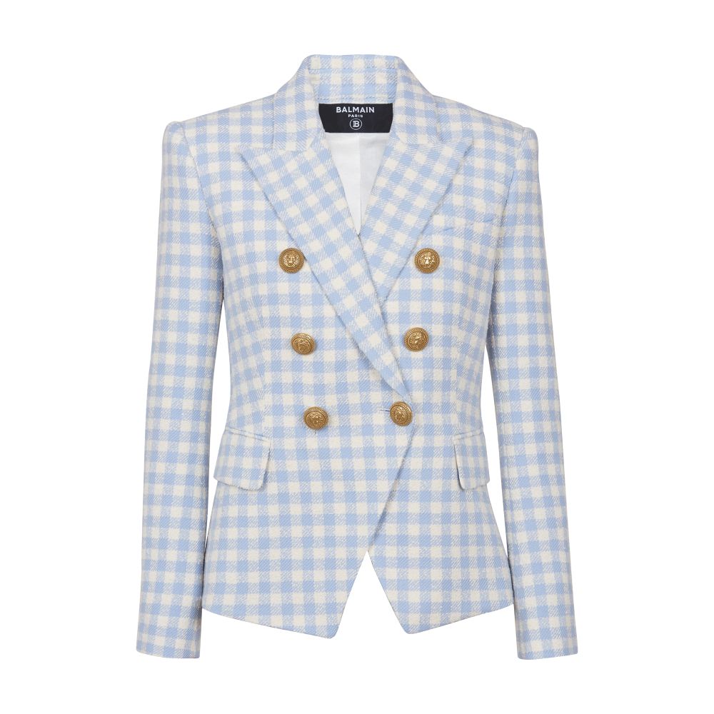 Balmain Gingham tweed 6-button jacket