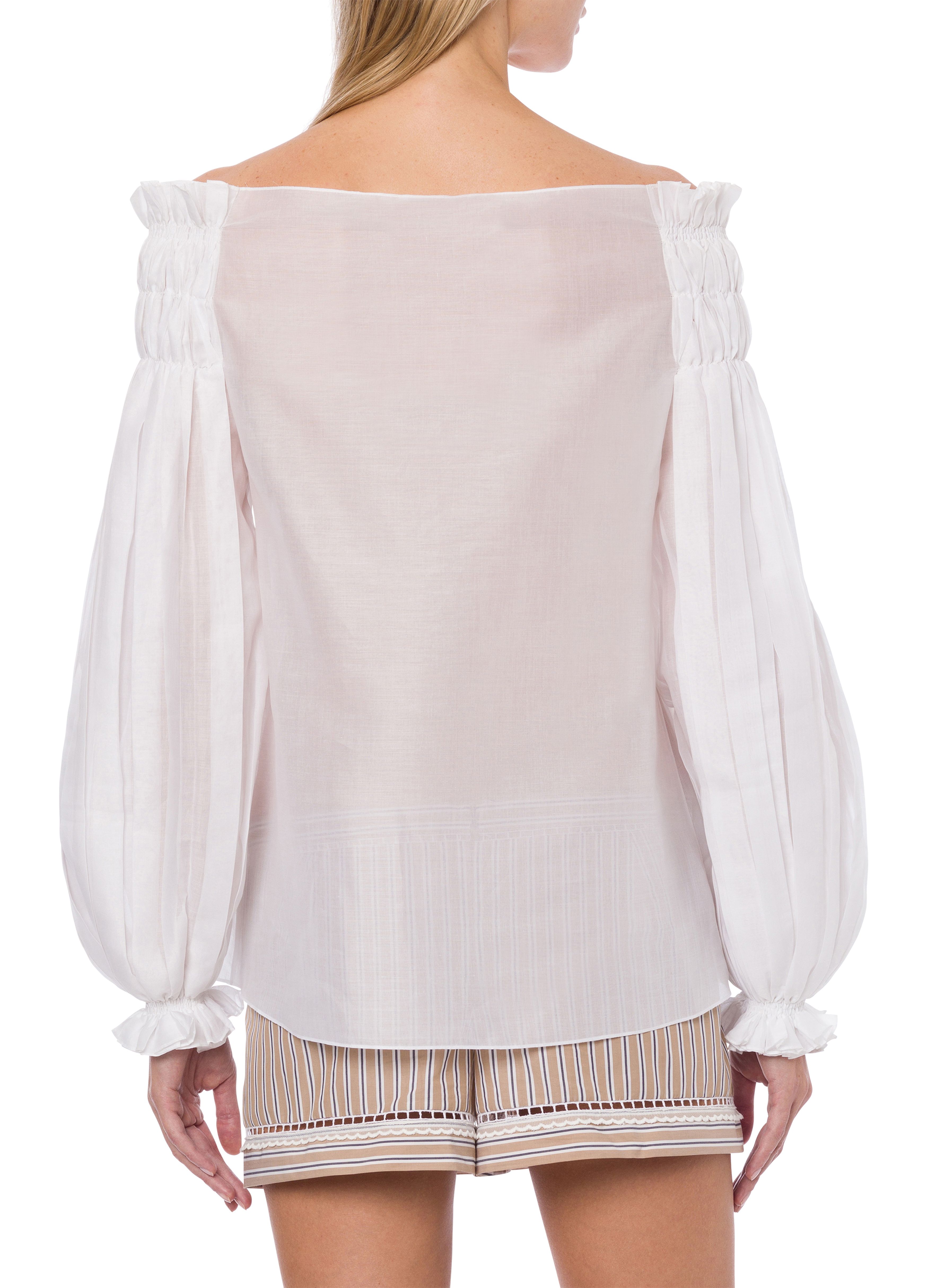 Alberta Ferretti Off-the-shoulder blouse in pleated organza