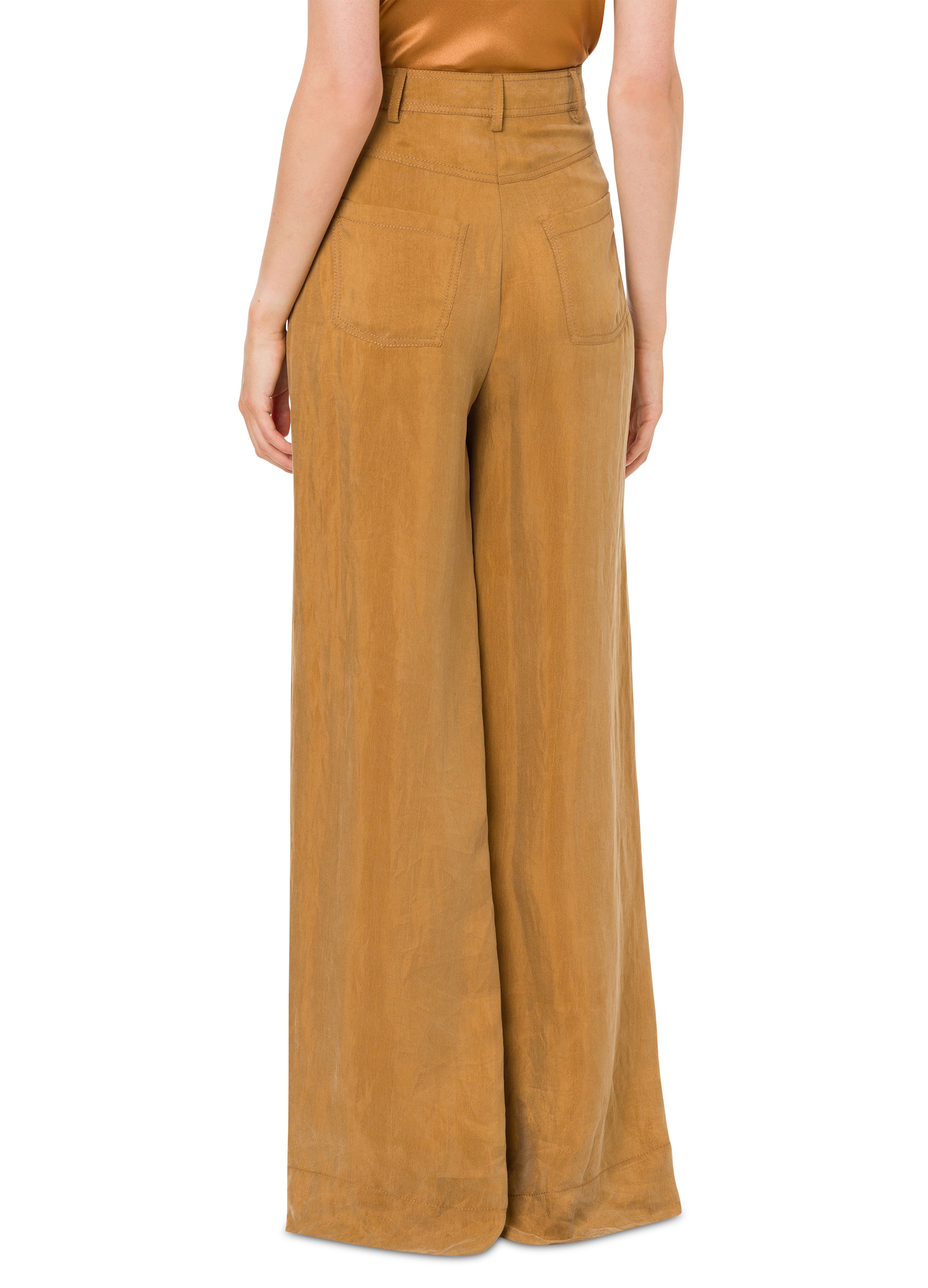 Alberta Ferretti Wide-leg washed twill trousers