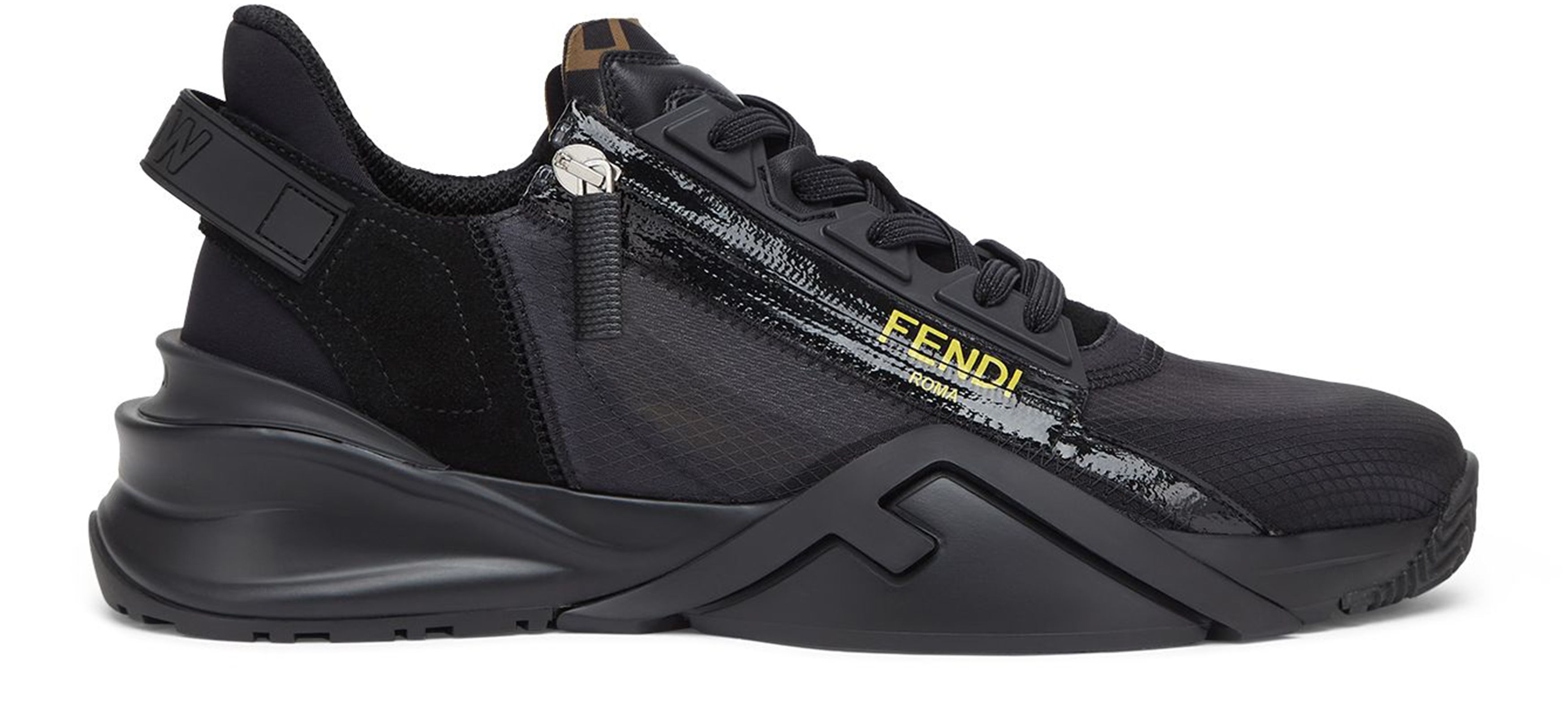 FENDI Black nylon low tops