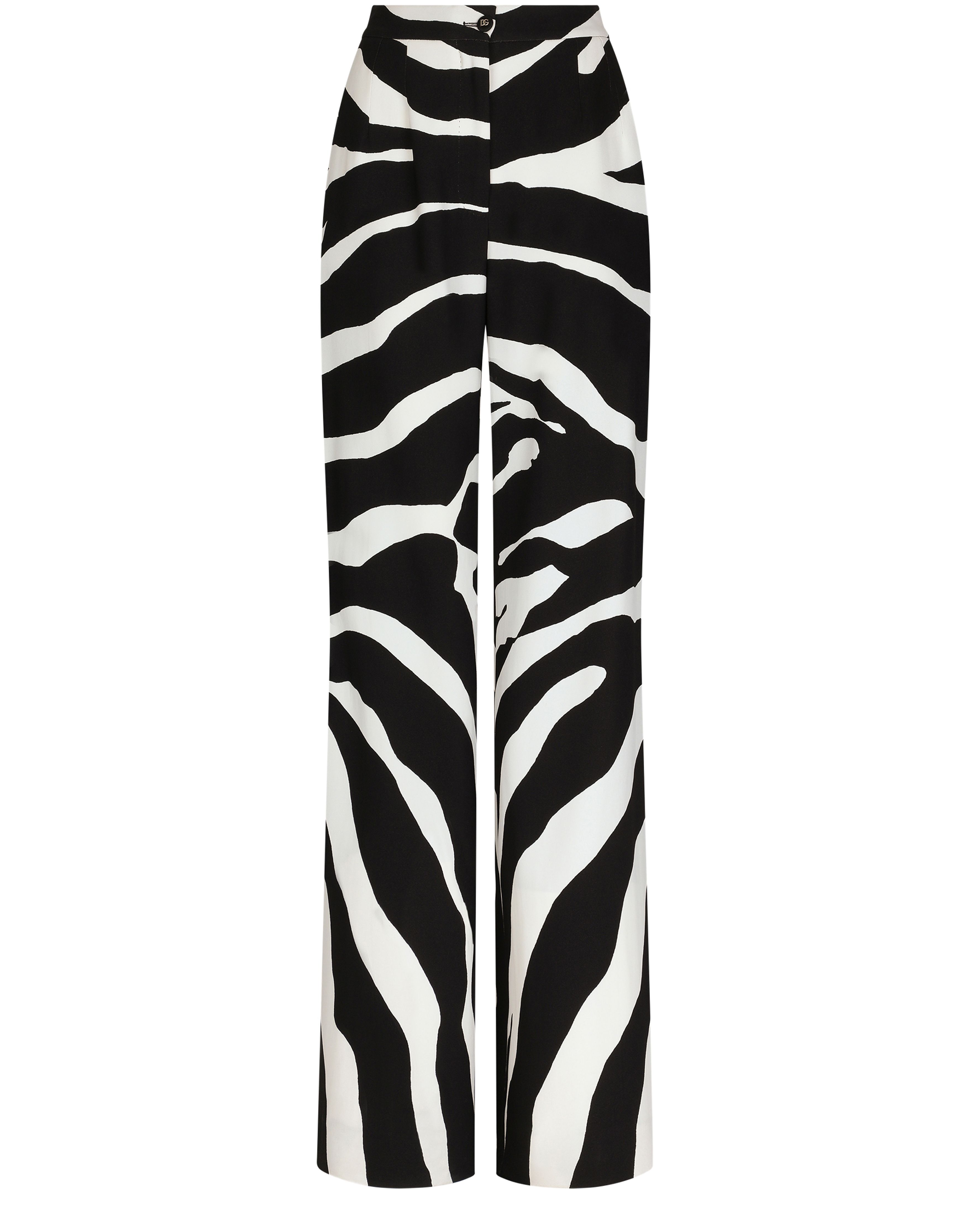 Dolce & Gabbana Flared zebra-print cady pants