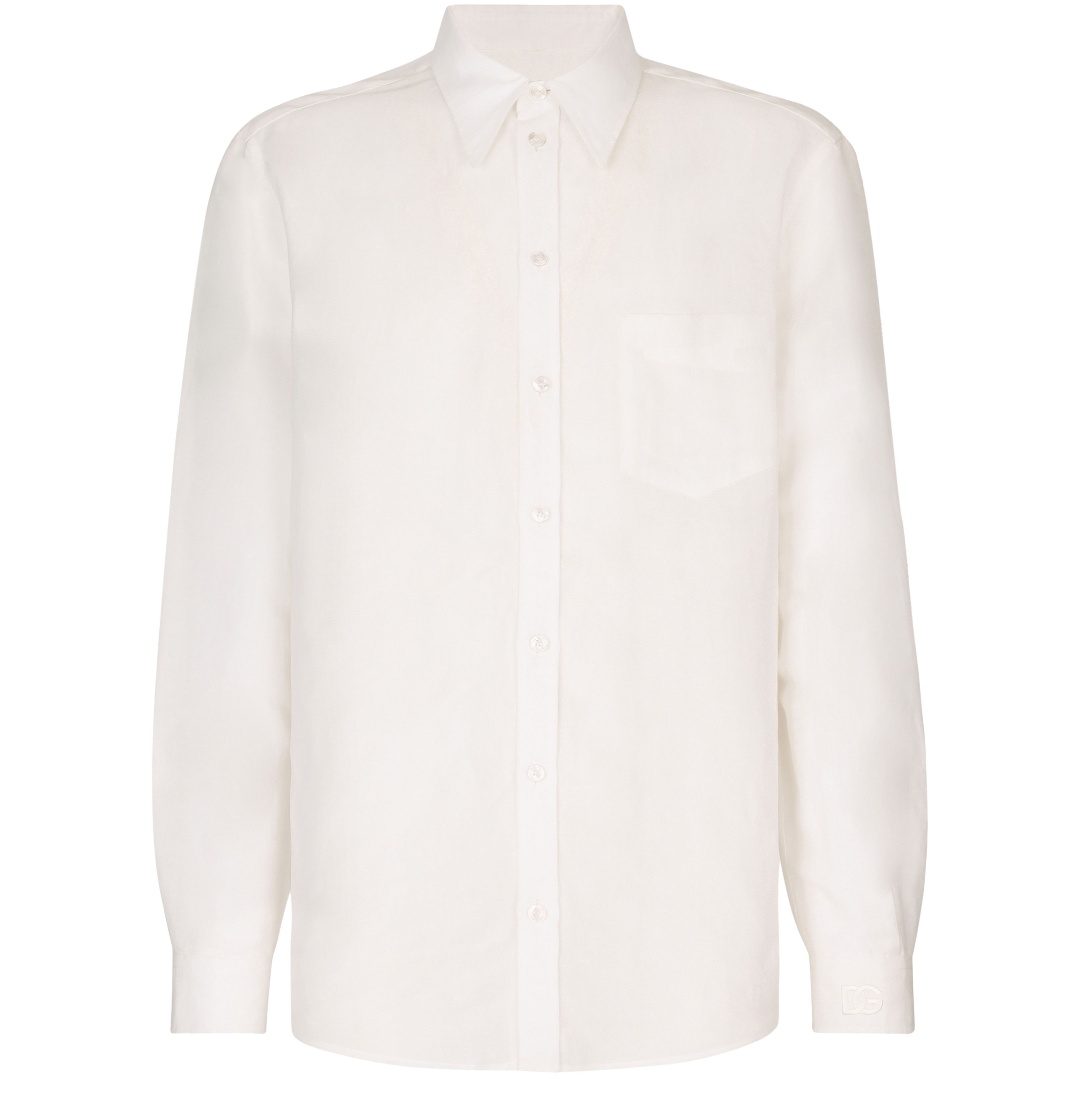 Dolce & Gabbana Martini Linen Blend Shirt with DG Embroidery