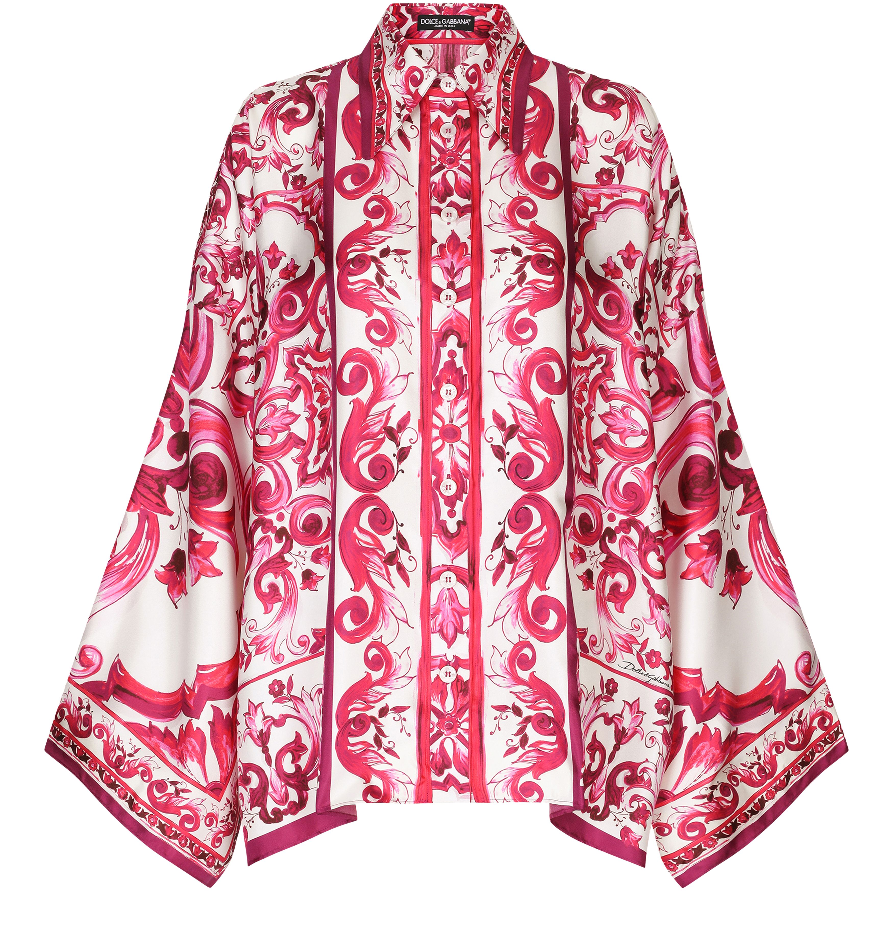 Dolce & Gabbana Maiolica Printed Twill Shirt With Slits