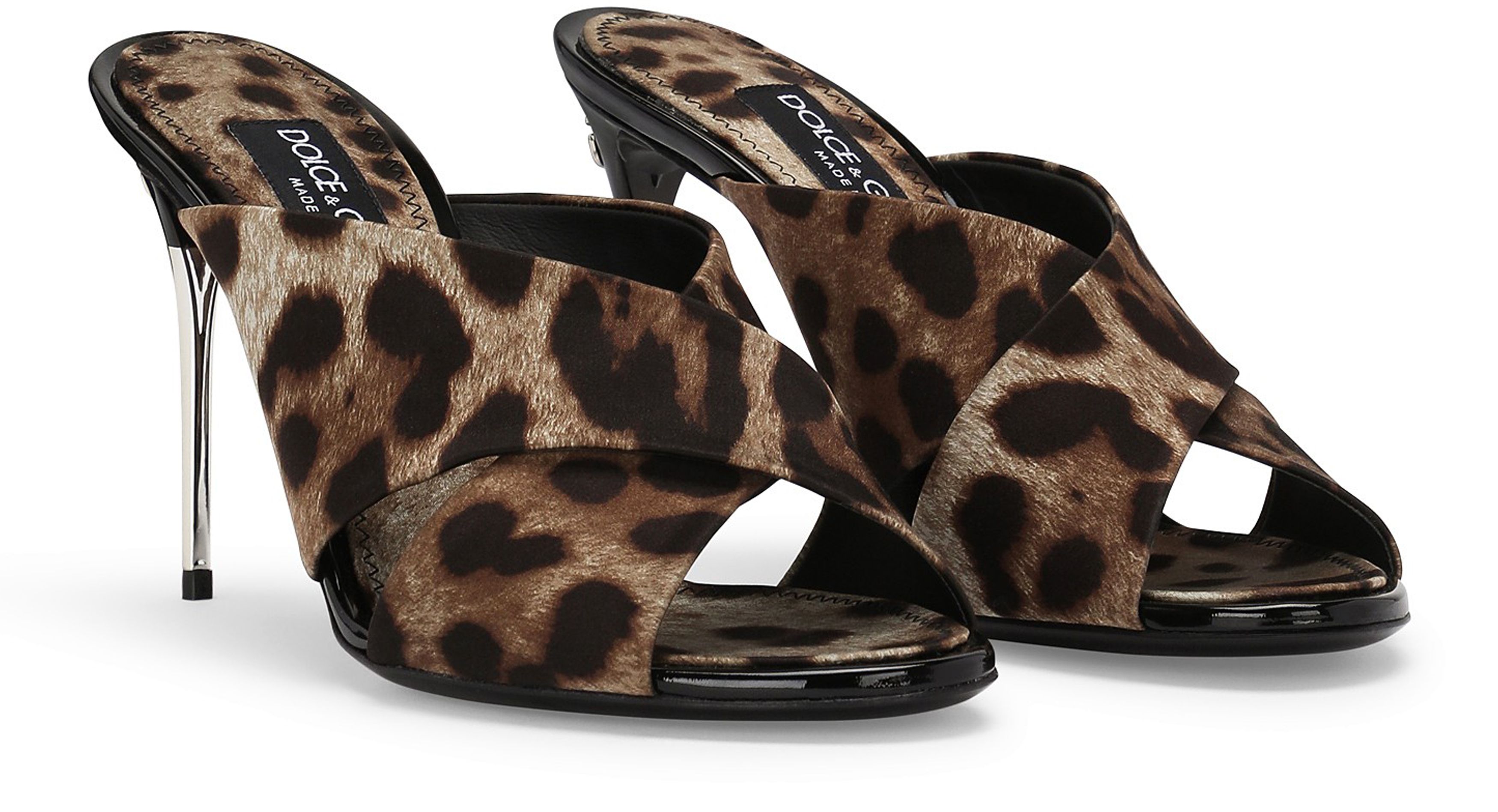 Dolce & Gabbana Leopard printed satin mules