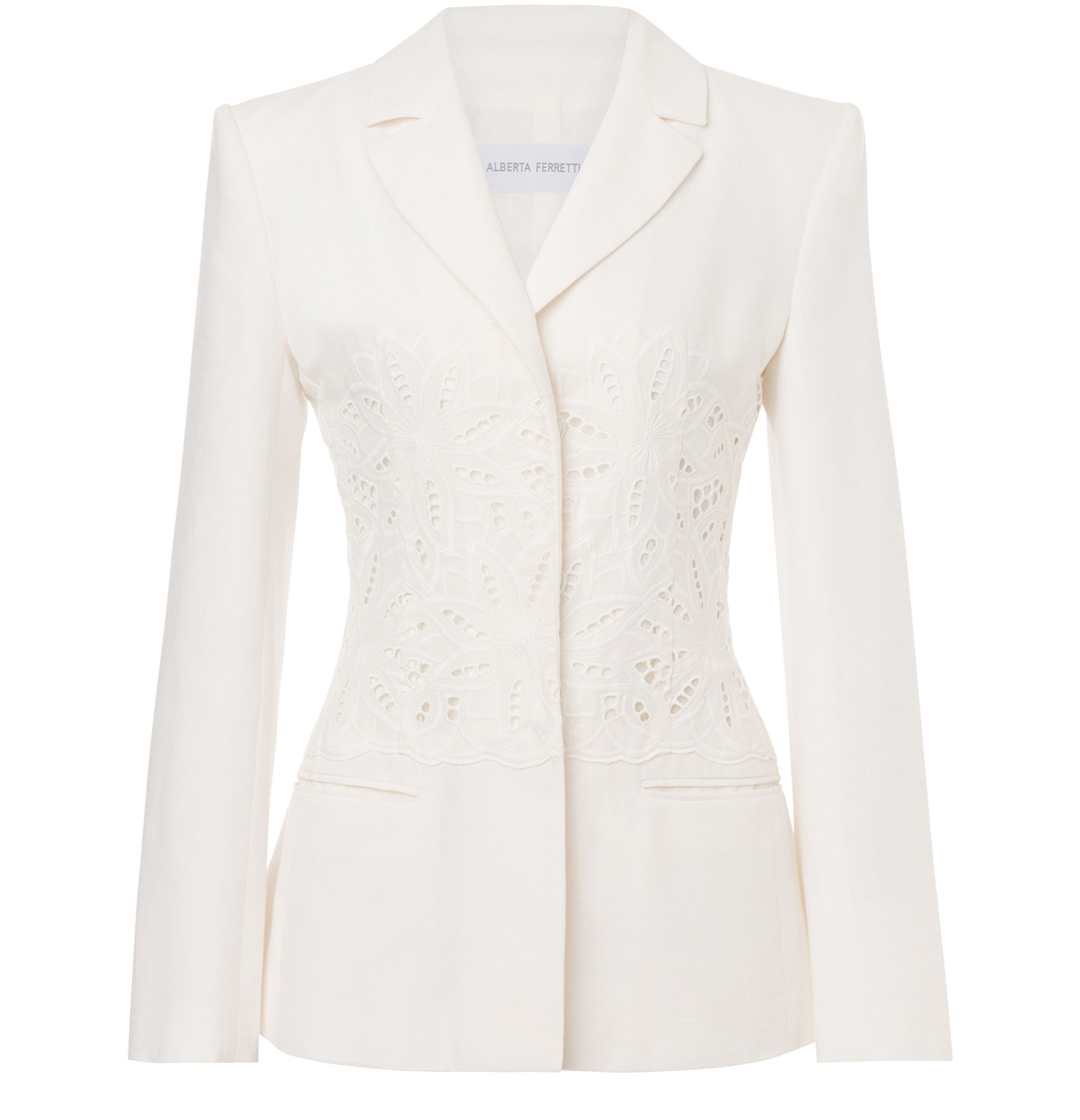 Alberta Ferretti Cotton and linen jacket with embroidery