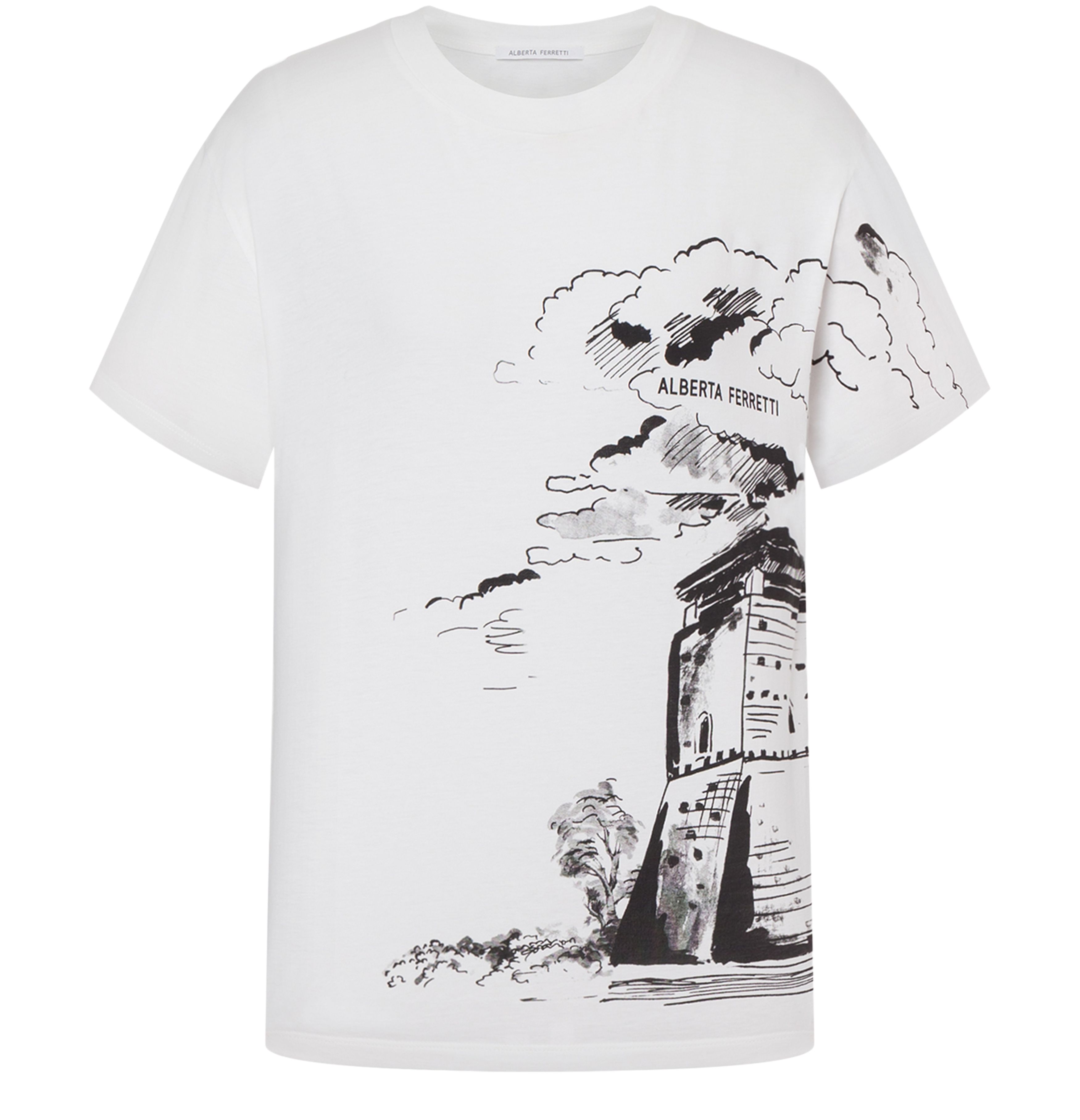 Alberta Ferretti Organic jersey t-shirt with castle print