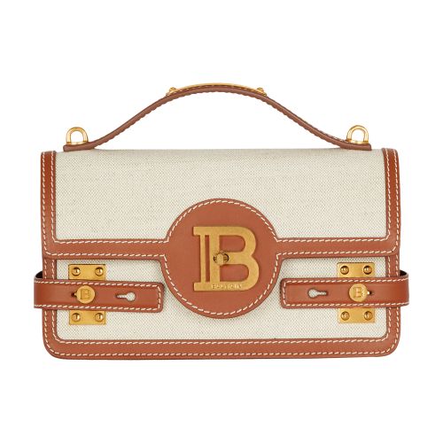 Balmain B-Buzz 24 Canvas and Leather Bag