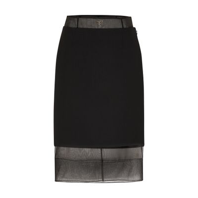 Prada Wool and crinoline midi skirt