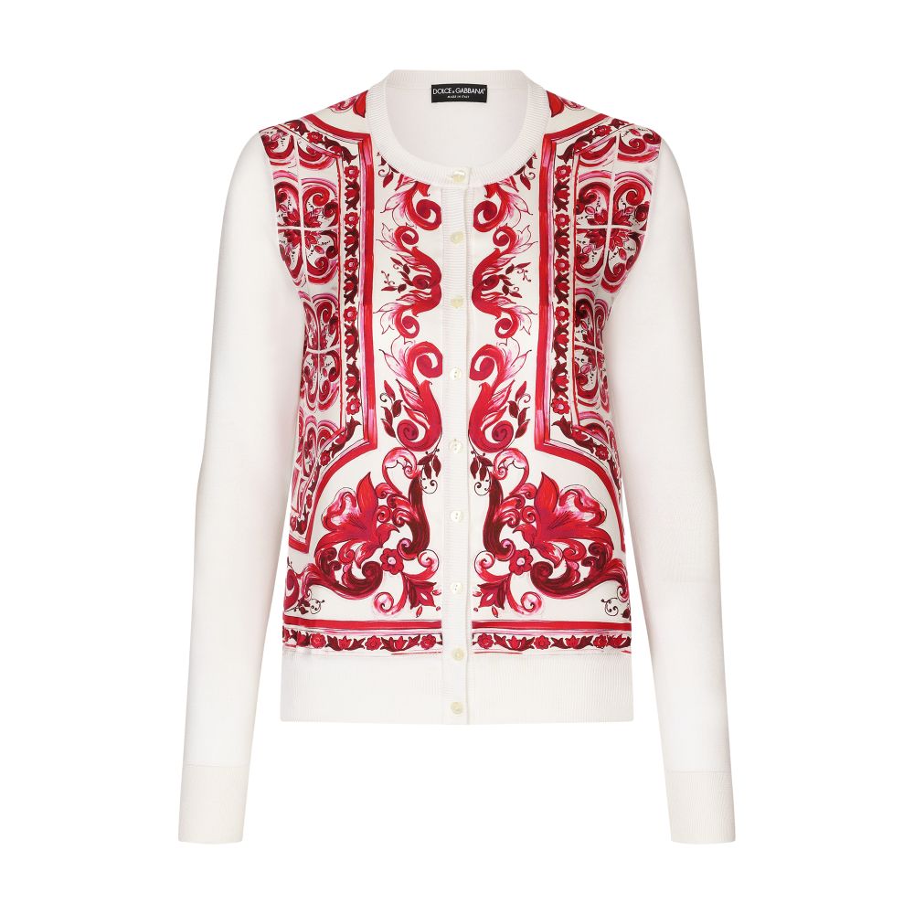 Dolce & Gabbana Silk and twill Maiolica print cardigan