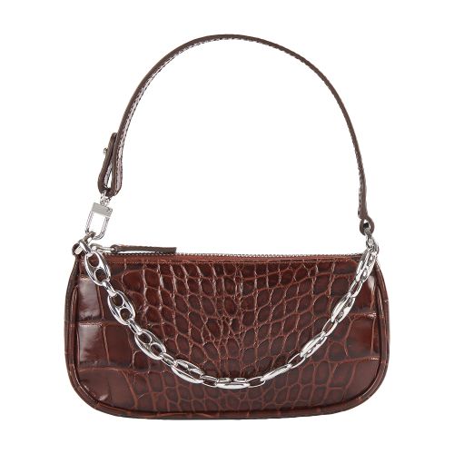 BY FAR Mini Rachel bag in crocodile embossed leather