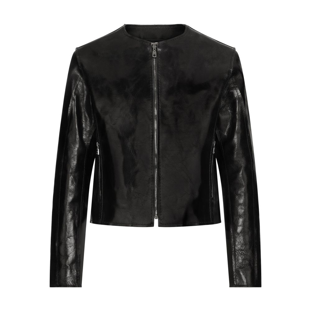 Dolce & Gabbana Collarless leather jacket