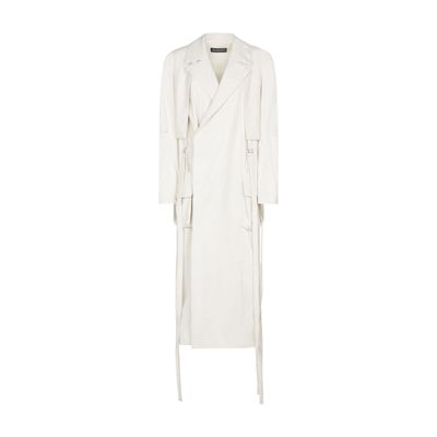 Ann Demeulemeester Ilda long trench coat crumpled paper effect