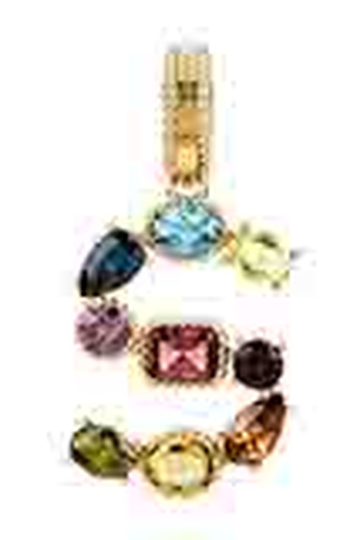 Dolce & Gabbana Rainbow alphabet S 18 kt yellow gold charm with multicolor fine gems