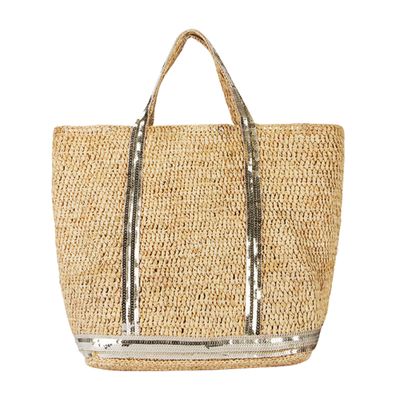  Raffia and sequins M Cabas Tote