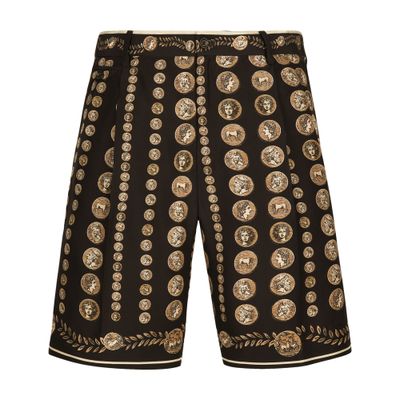 Dolce & Gabbana Silk Bermuda Shorts with Coin Print