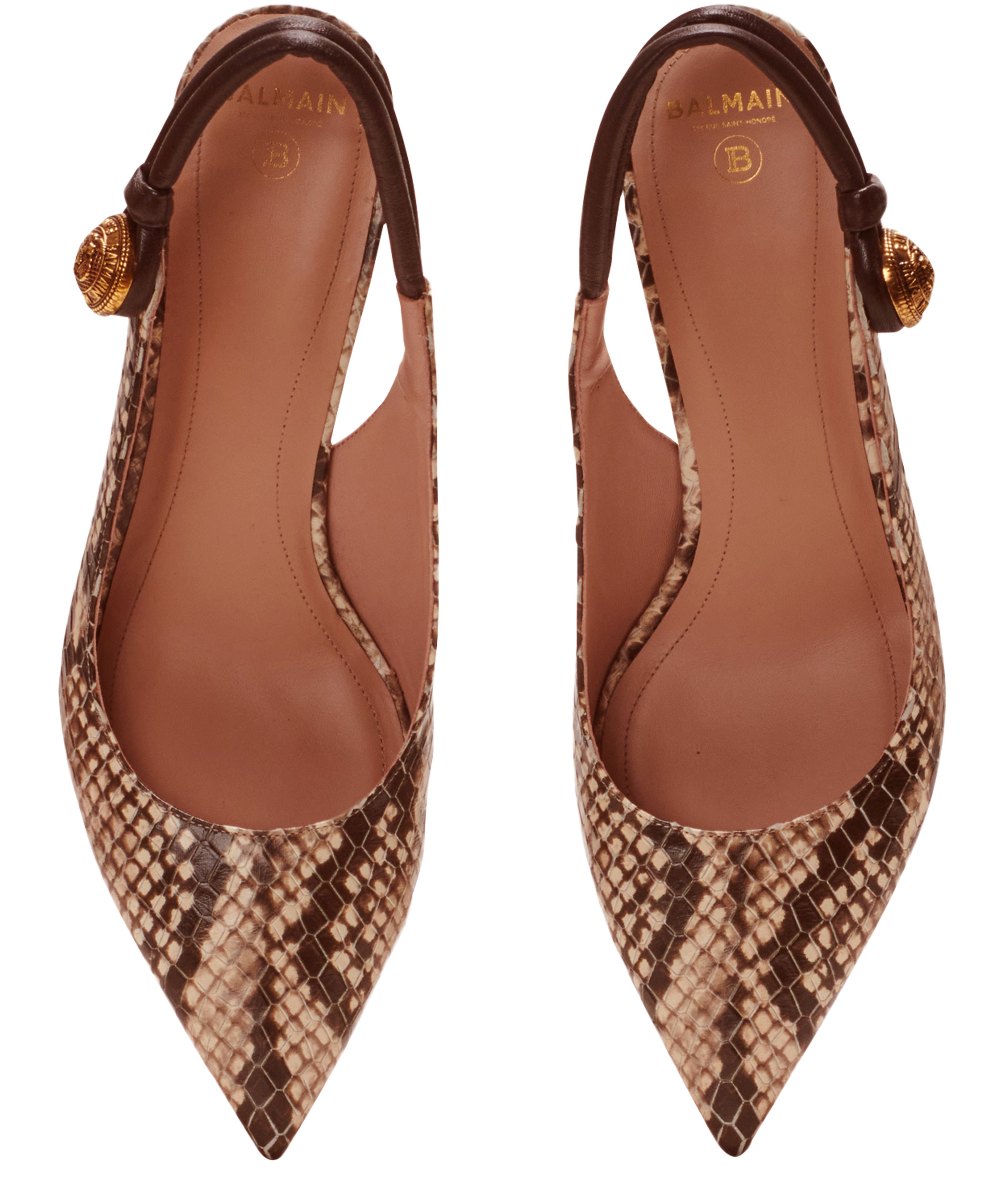 Balmain Alma Snakeskin-Effect Leather Slingbacks