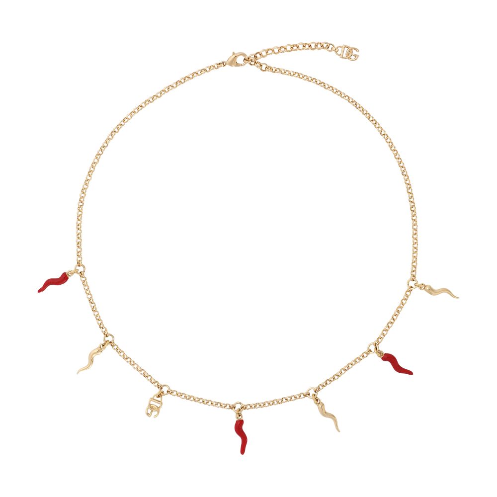 Dolce & Gabbana DG logo and horn charm necklace