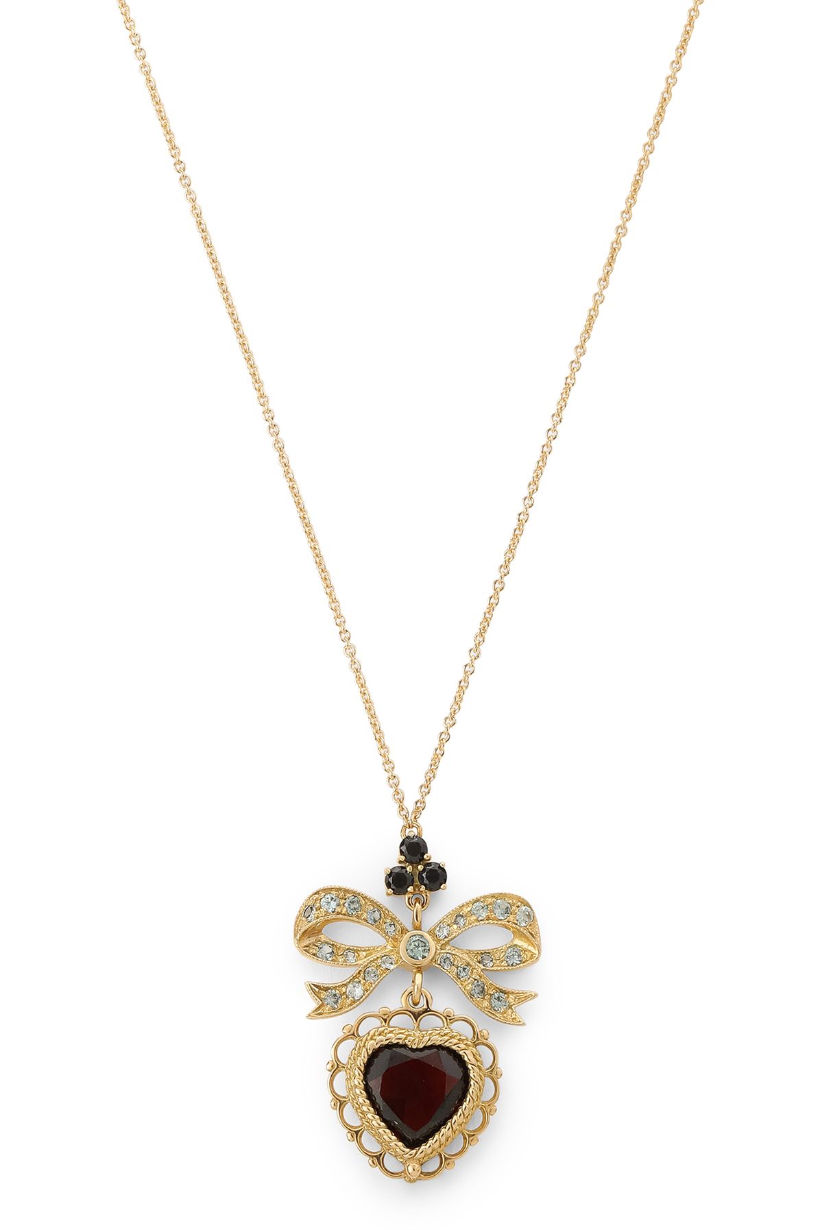 Dolce & Gabbana Heart pendant in yellow gold with rodolith garnet and sapphires