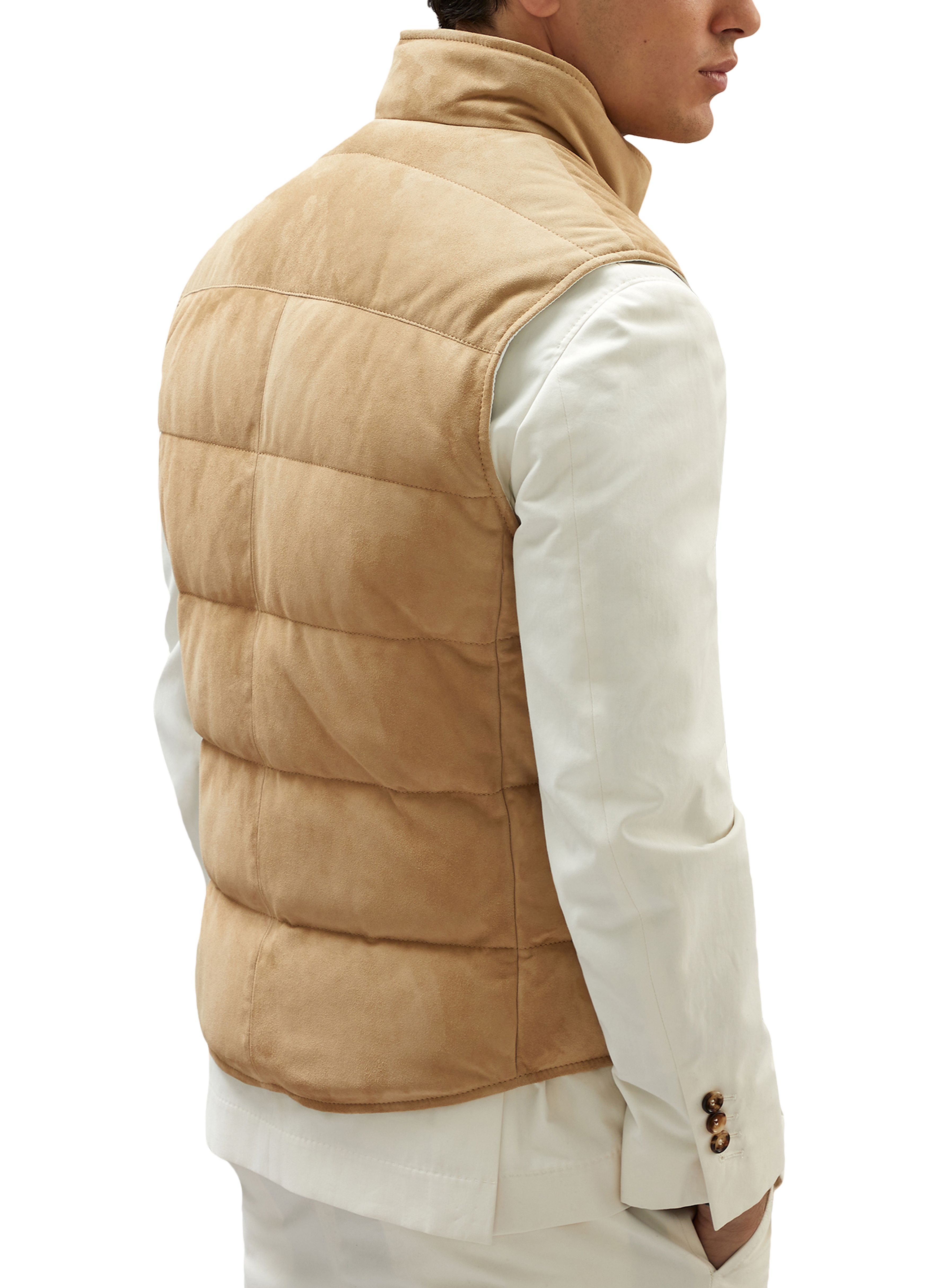 Brunello Cucinelli Suede sleeveless puffer jacket