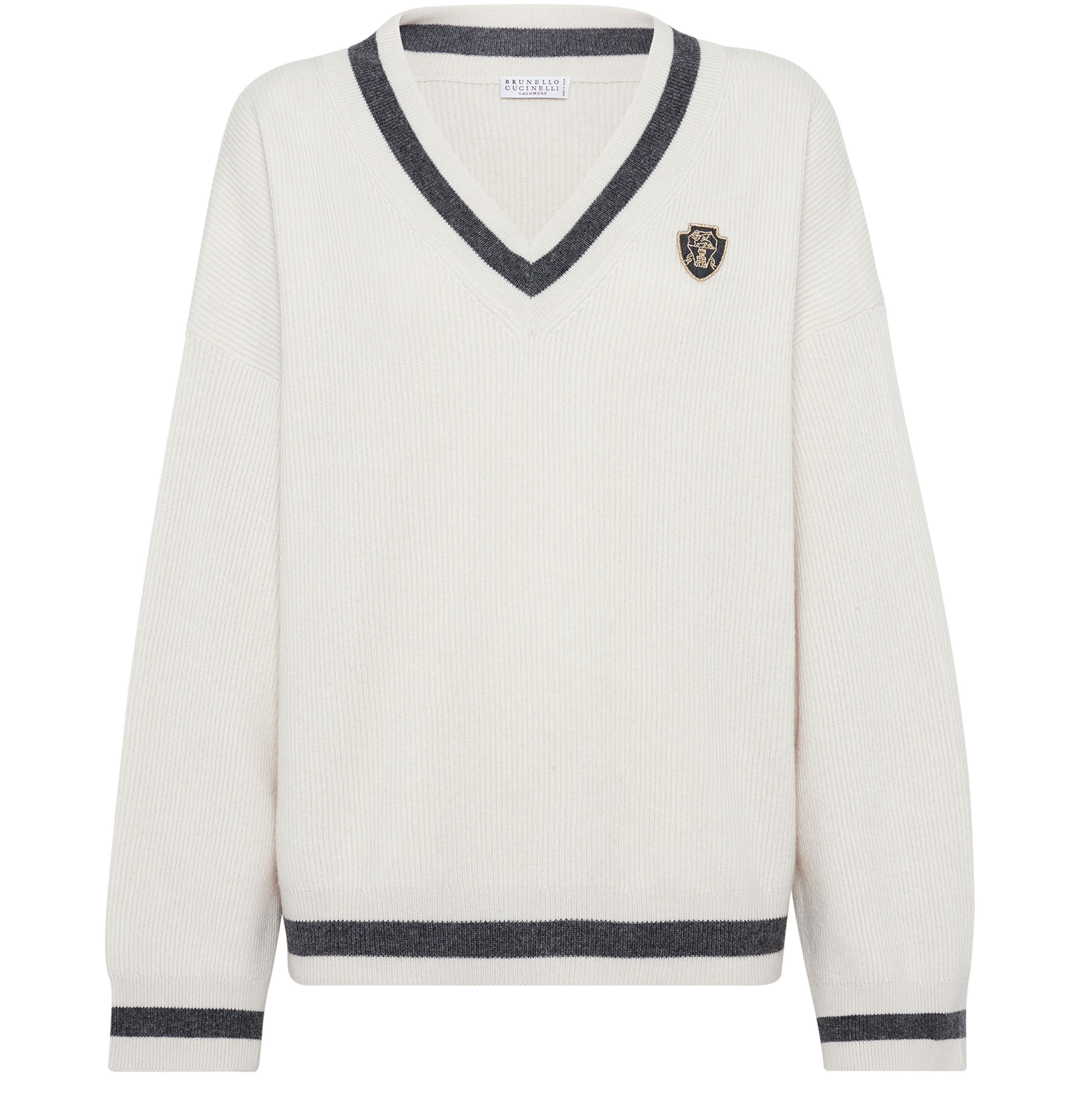 Brunello Cucinelli English rib knit sweater with logo