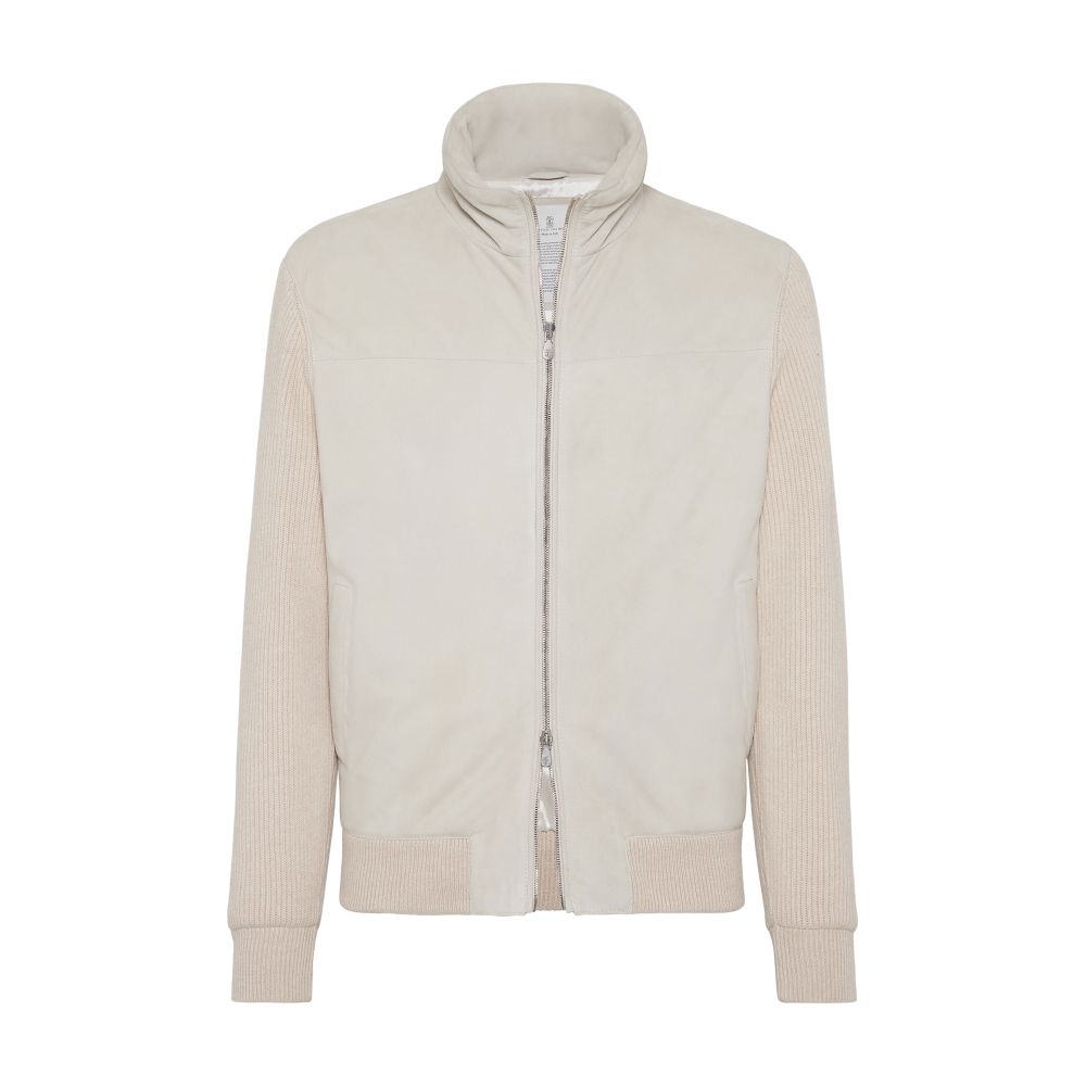 Brunello Cucinelli Suede bomber jacket with quilting