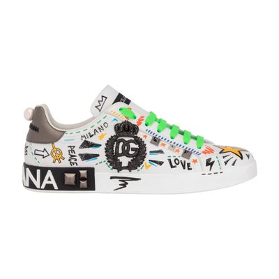 Dolce & Gabbana Calfskin Portofino sneakers with embroidery and studs