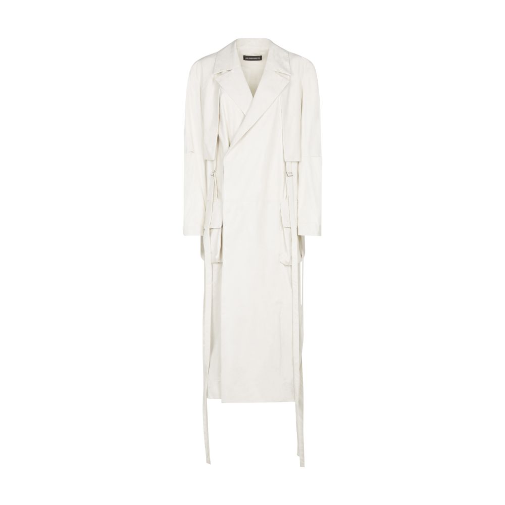 Ann Demeulemeester Ilda long trench coat crumpled paper effect