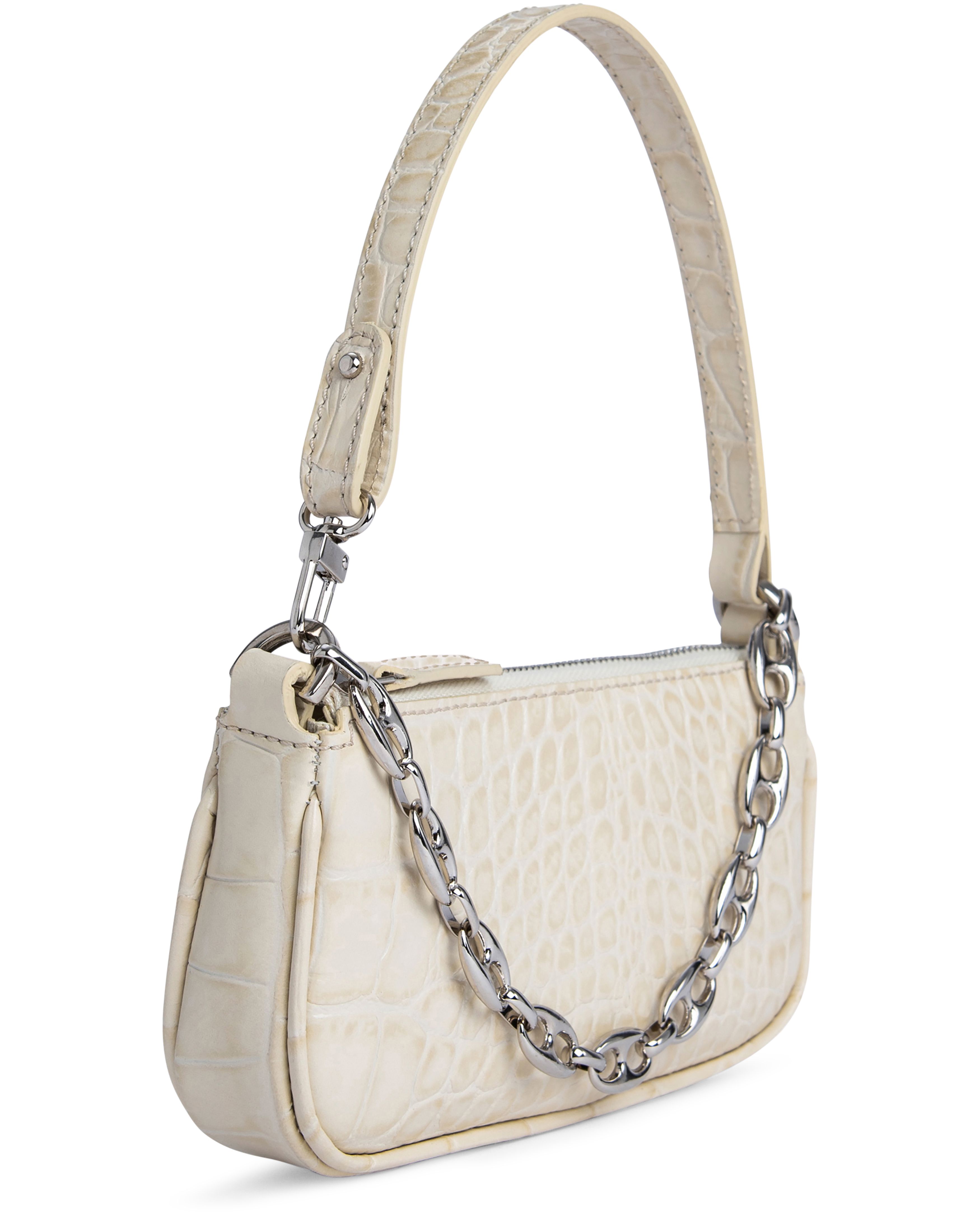 BY FAR Mini Rachel croco embossed leather handbag