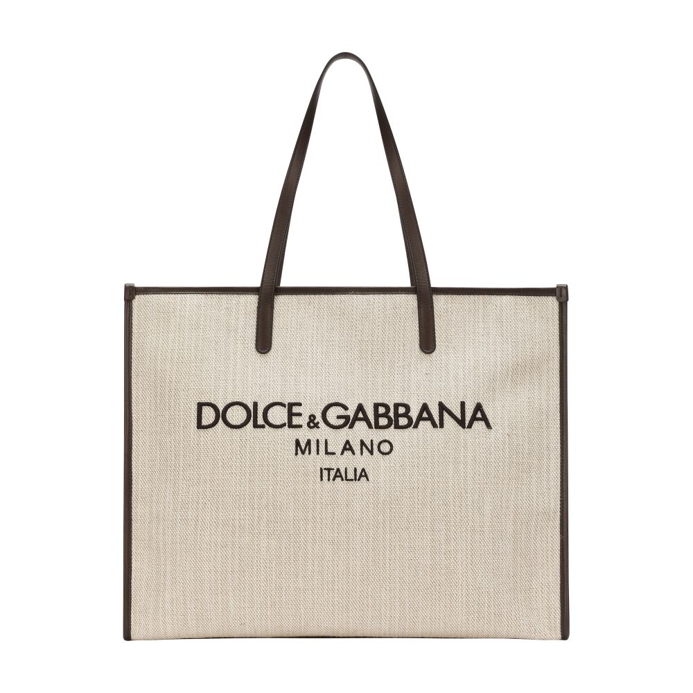 Dolce & Gabbana Large Structured Canvas Tote Bag