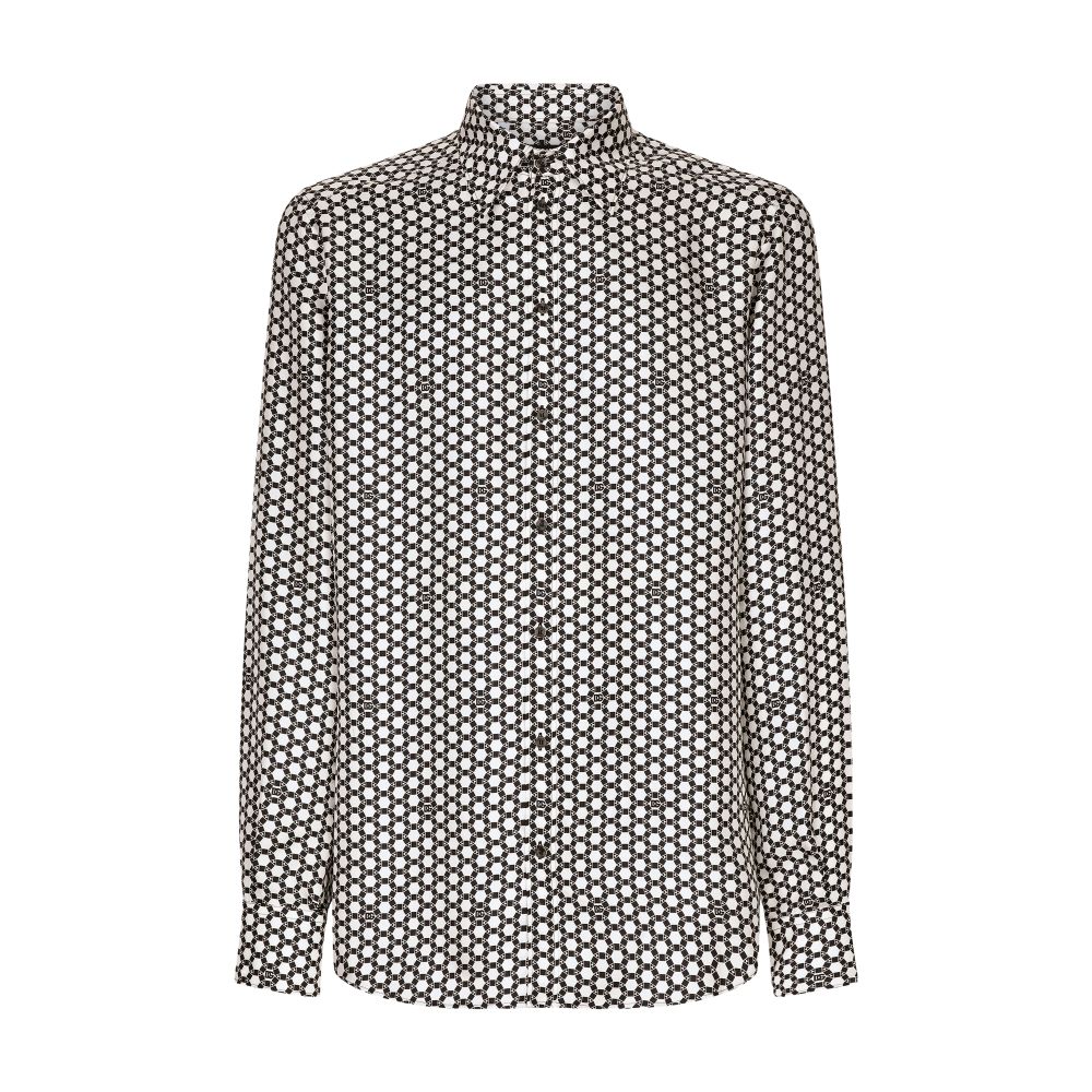 Dolce & Gabbana DG print silk Martini-fit shirt