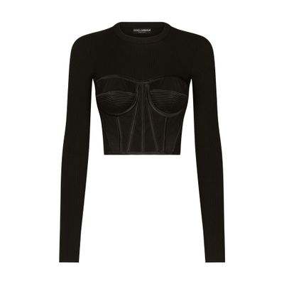 Dolce & Gabbana Fine-rib viscose bustier sweater