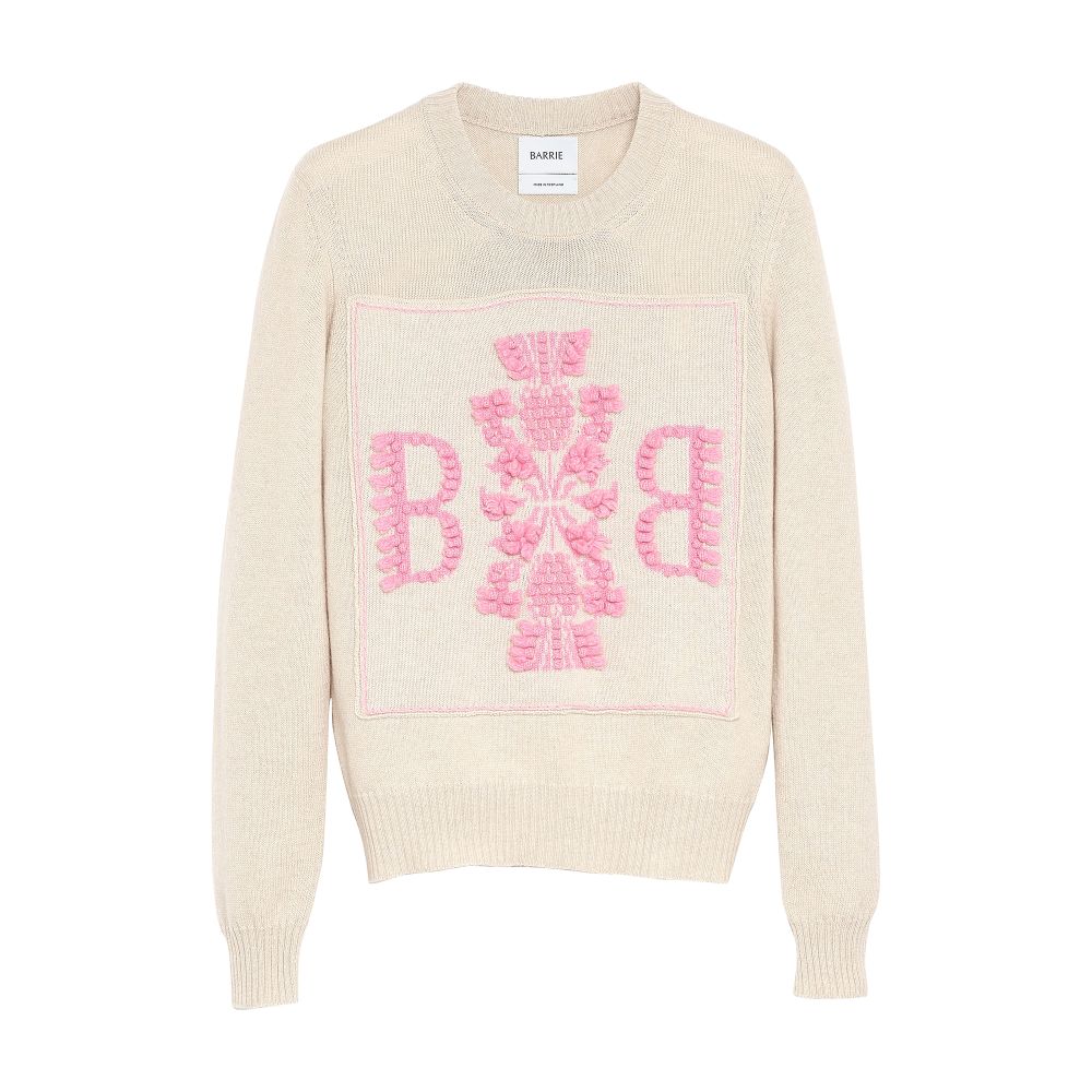 Barrie 3D cashmere logo round-neck jumper