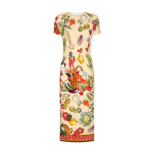 Dolce & Gabbana Vegetable-print charmeuse midi dress