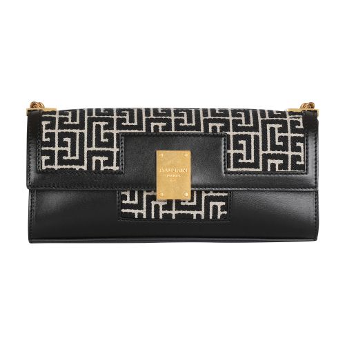 Balmain 1945 jacquard and leather clutch