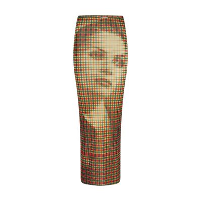 Jean Paul Gaultier Mesh long skirt printed Tartan face