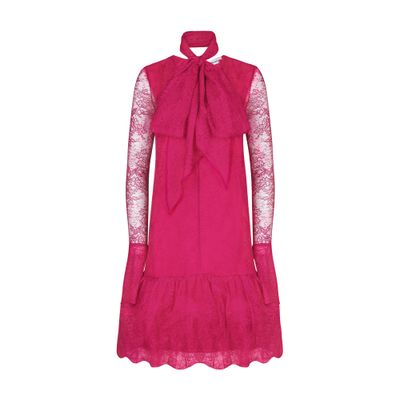 Nina Ricci Knee Ruffle Lace Dress