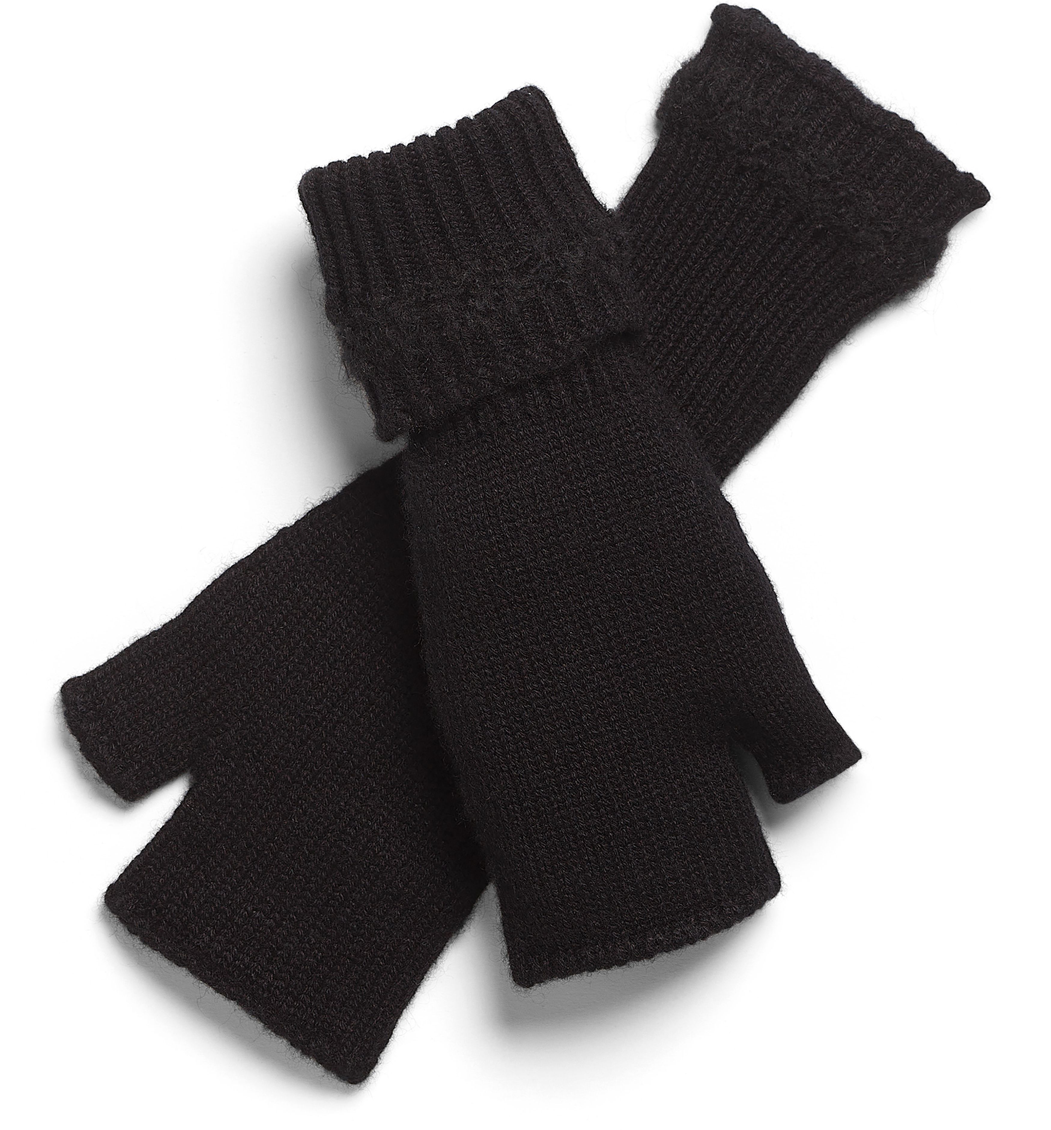 Barrie Shearling-effect cashmere fingerless gloves