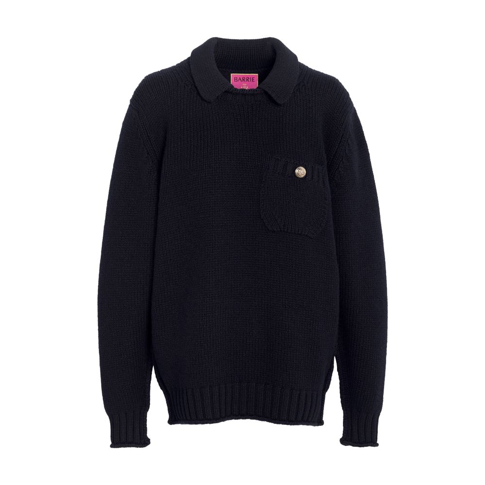 Barrie Chunky cashmere jumper with polo shirt collar