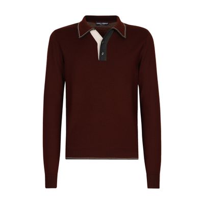 Dolce & Gabbana Wool Polo Shirt with Contrast Details