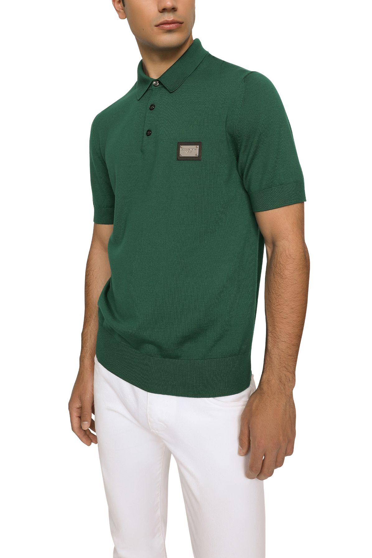 Dolce & Gabbana Wool polo-shirt with branded tag