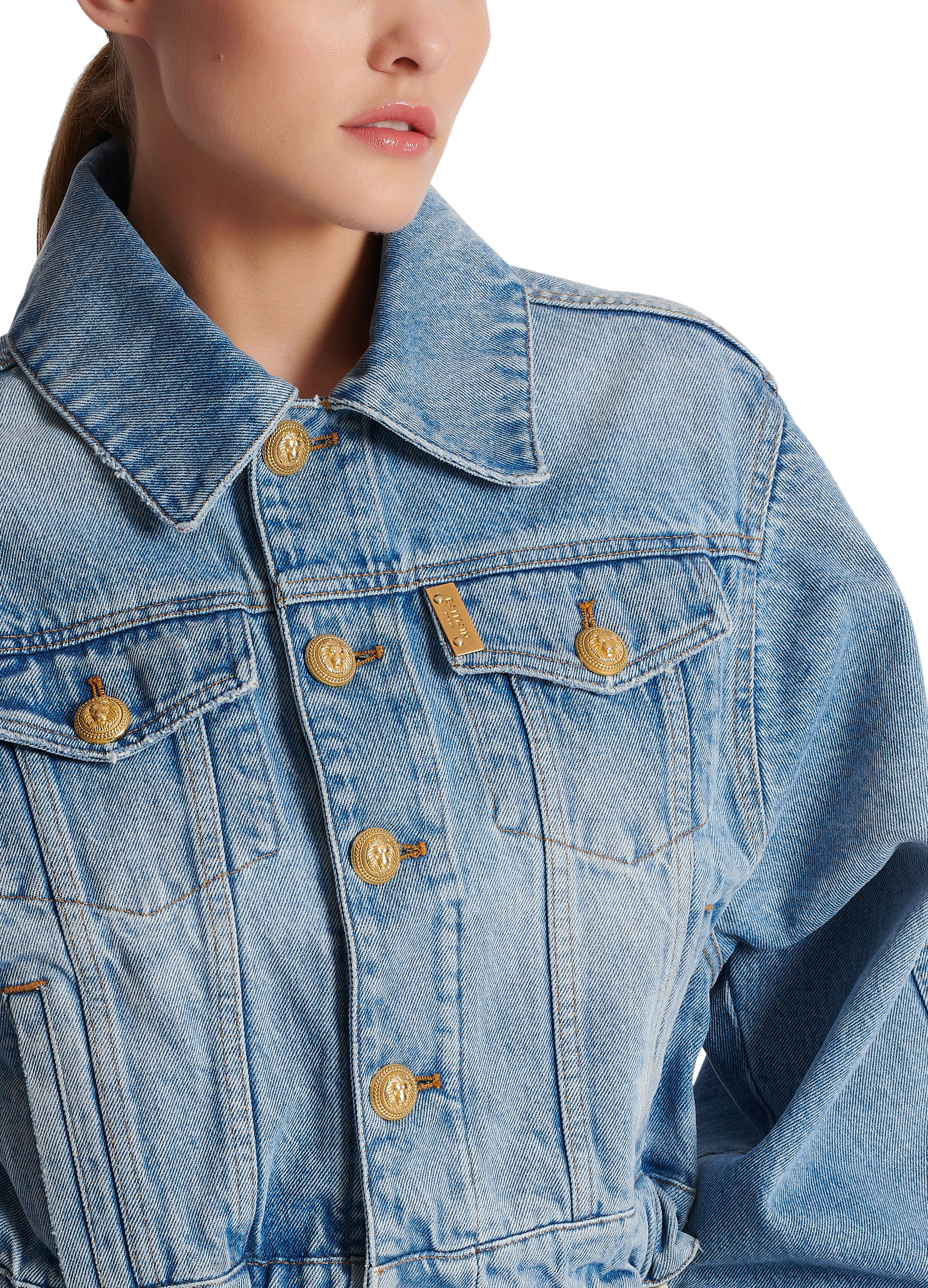 Balmain Cropped faded denim jacket