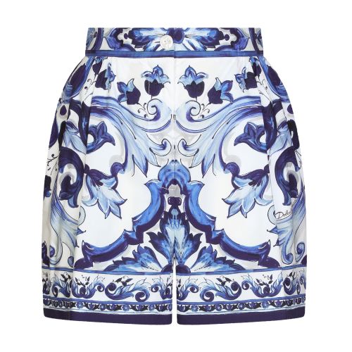 Dolce & Gabbana Popeline Shorts with Majolica Print