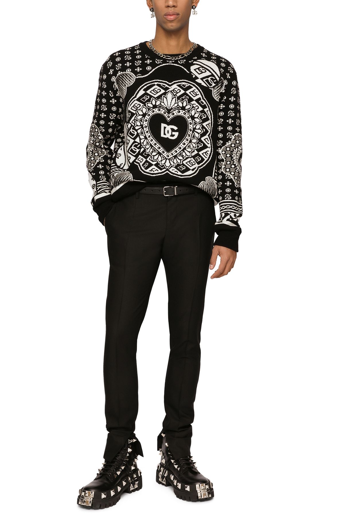 Dolce & Gabbana Round-neck virgin wool jacquard sweater