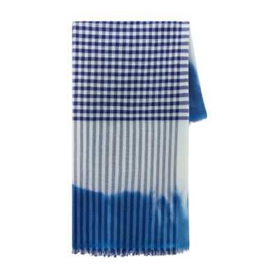 Woolrich Wool and cotton blend scarf with micro-check pattern